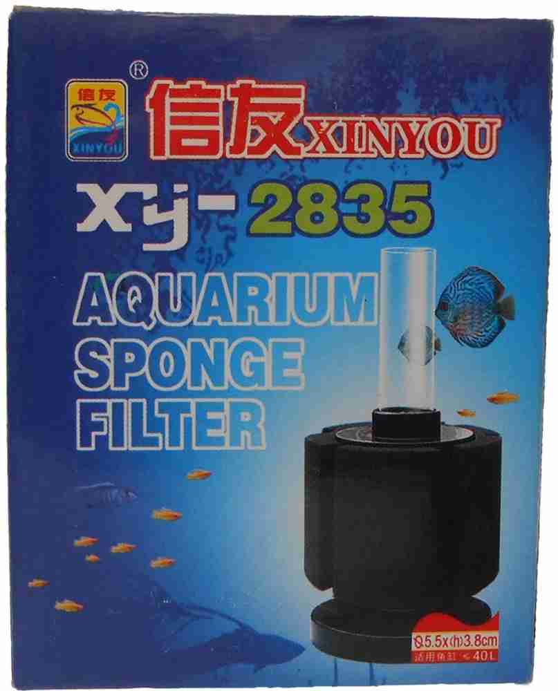 Uotyle Lot de 5 filtres éponge pour aquarium, filtre bio à air comprimé  XY-2835, filtre à eau en éponge souple, noir