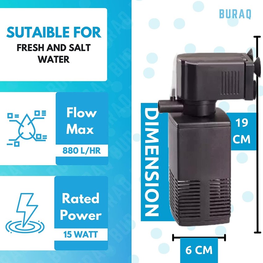 Buraq Aquarium Filter Pump 3 in 1 High Power Oxygen Filteration