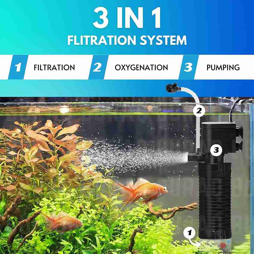 kickAt Aquarium Essentials Fish Tank Combo Air Pump with Internal