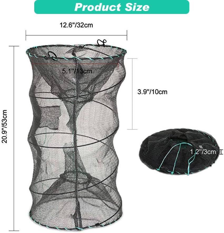 Qpets 2 Pack Fishing Net Lobster Crab Trap Fish Basket Collapsible