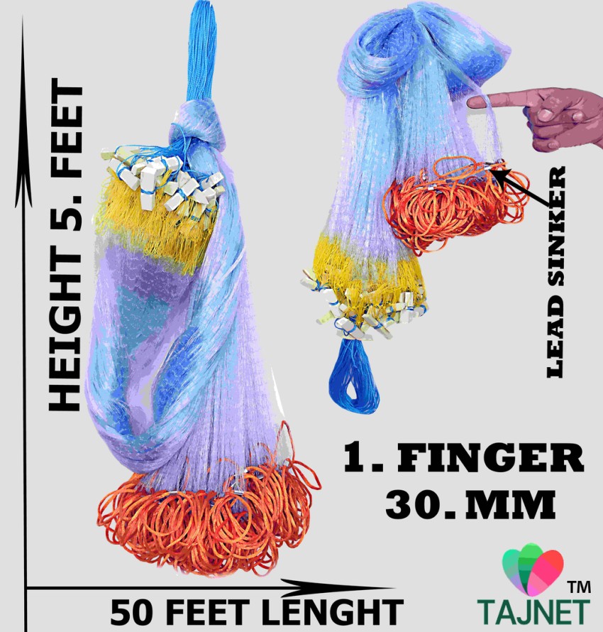 TAJNET 1 FINGER 26MM GILLNET,HEIGHT 5FEET,LENGHT 100 FT UPPER LENGHT 50FT,  DOWN Aquarium Fish Net