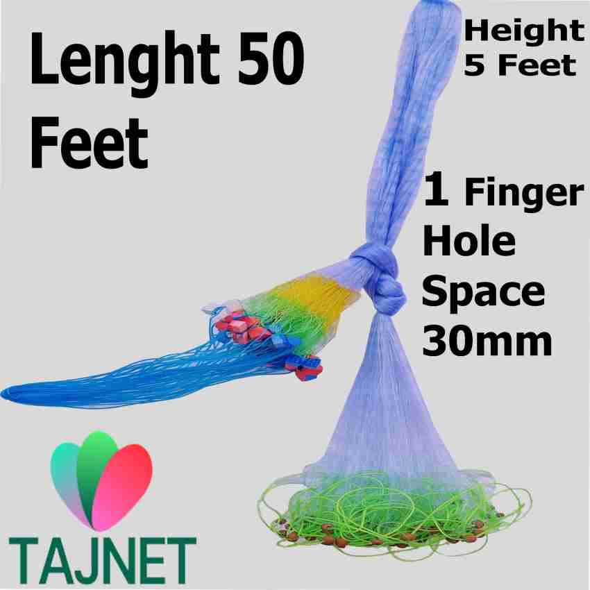 TAJNET GILLNET 1 FINGER 30MM,HEIGHT 5FEET,LENGHT 50 FT UPPER LENGHT 100FT,  DOWN Aquarium Fish Net