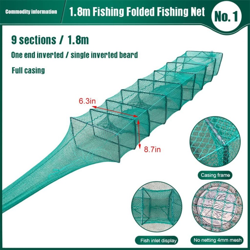 PROBEROS 1.8m Fishing Traps Portable Folded Fishing Net Shrimp