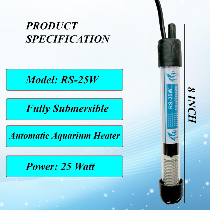 Jainsons Pet Products RS 25W Heater Auto Thermostat Fish Tank Submersible Aquarium Immersion Heater