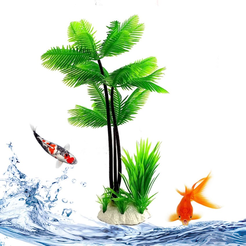 Mistletoe Artificial Mini Tropical Palm tree Plant Fish Tank Ornament