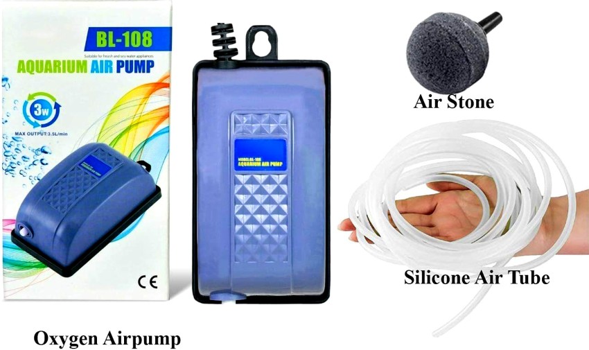 Aquarium Oxygen Pump - USB Air Pump - Quietest Portable Aquarium Air Pump -  Air Stone and Hose Included - Low Power Usage - 24x7 eMall