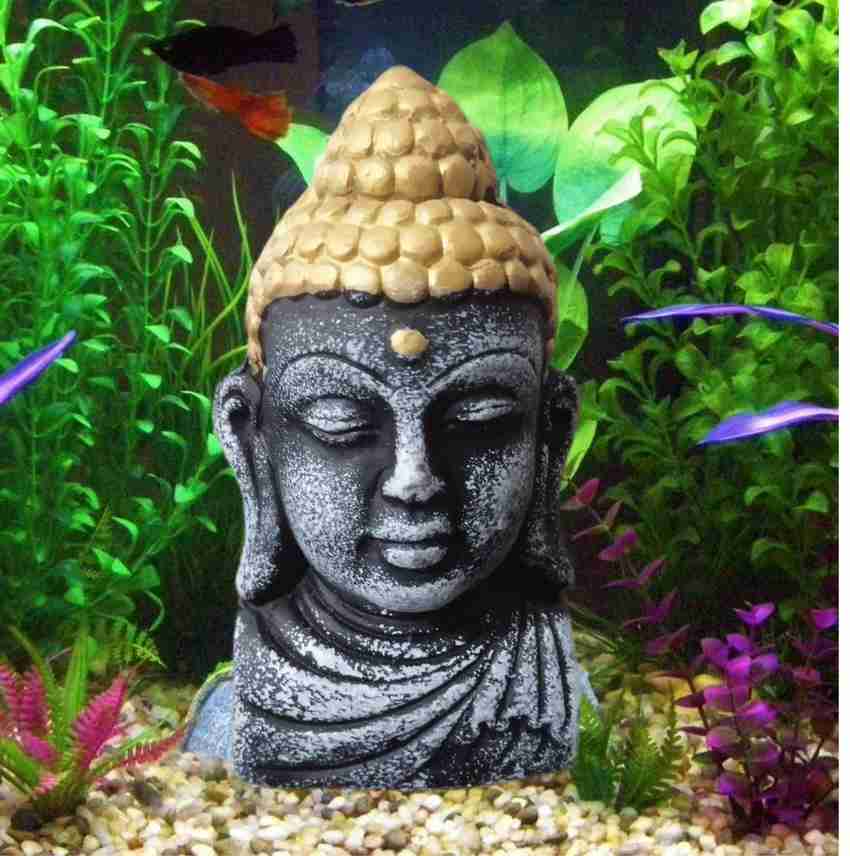 VAYINATO Buddha Head Statue Gold Head For Home Fish Tank Decor