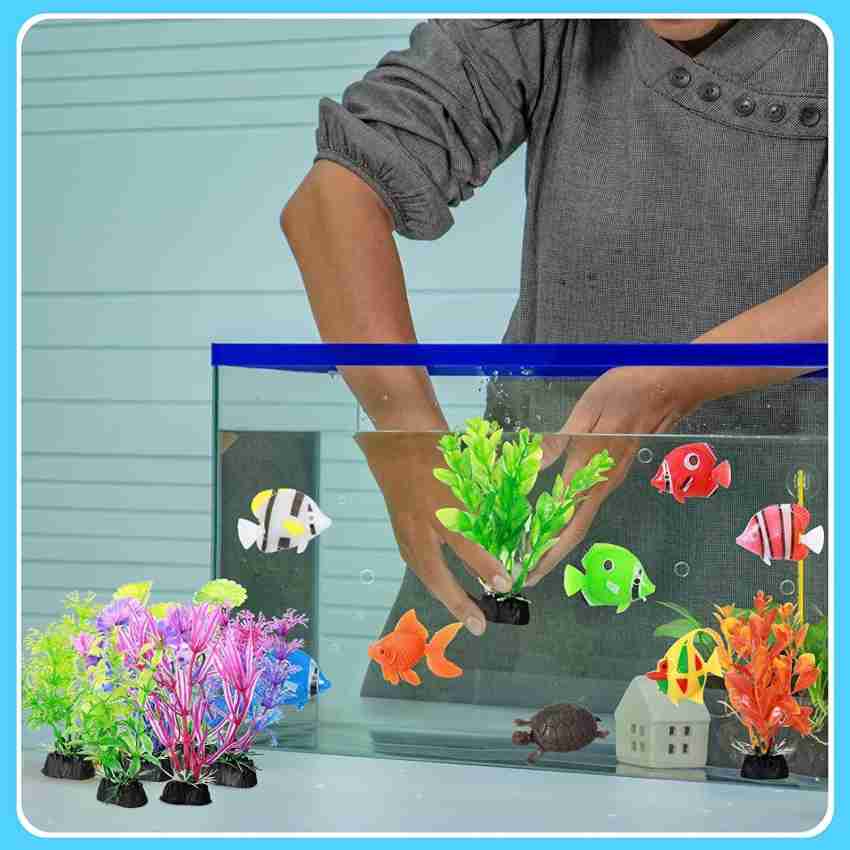 VAYINATO Fish Tank Decorative Artificial 4 inch Plants & Plastic