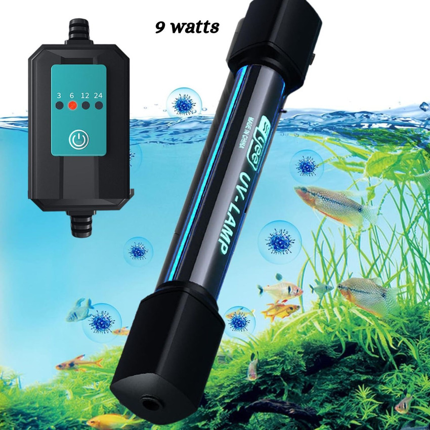 VAYINATO 9W Aquarium Fish Tank Submersible UV Light with Timer 3