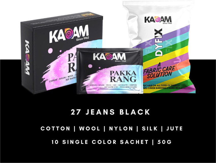 KADAM Fabric Dye Colour, Shade 27 Jeans Black, Pack of 10 Single Color  Pouches - Fabric Dye Colour, Shade 27 Jeans Black, Pack of 10 Single Color  Pouches . Buy Fabric Dyes