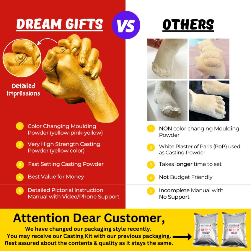 Dream Gifts Couple Hands 3D Casting Kit (Pack of 6 items) - Couple