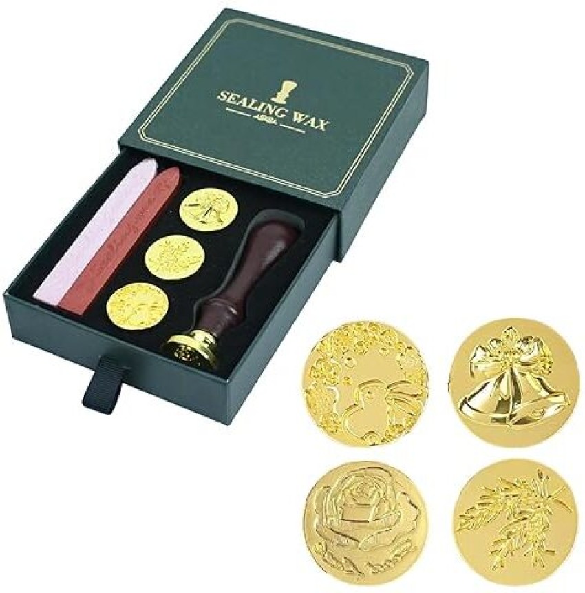 Levin Wax Seal Stamp Kit Gift Box Set Wax Seal Kit 4Pcs Sealing