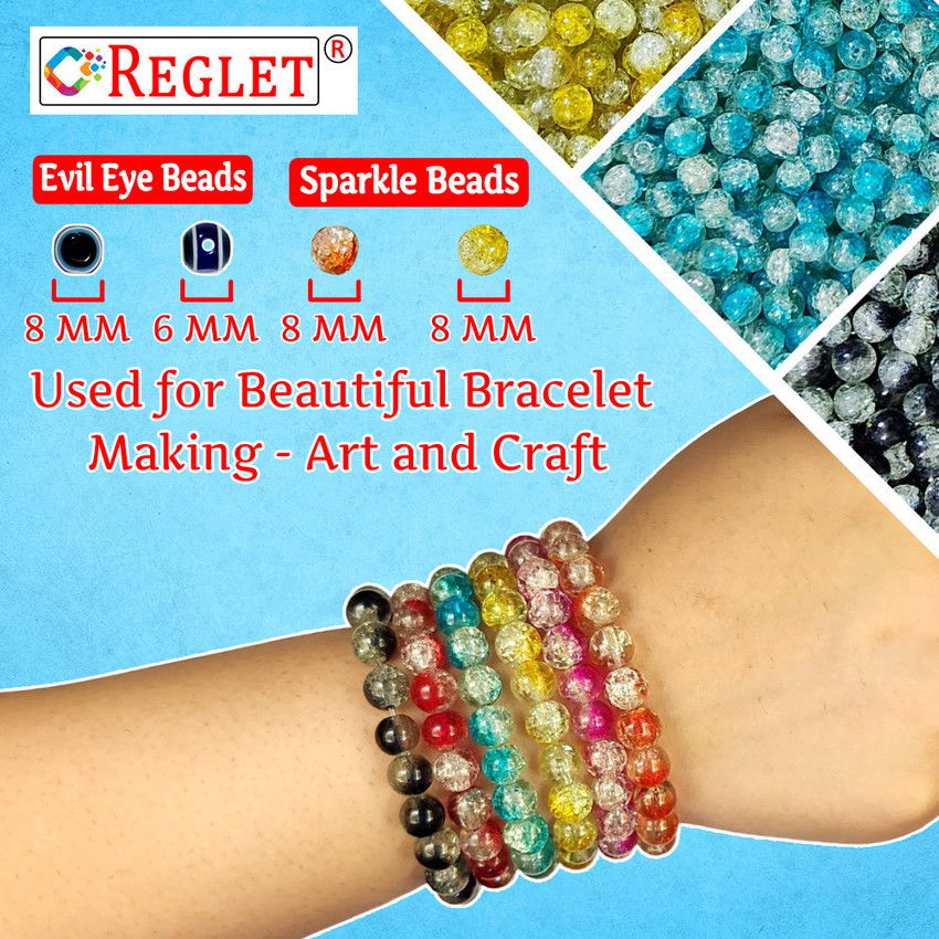 REGLET 25 Evil Eye Beads 210 Sparkle Glass Beads for Jewellery