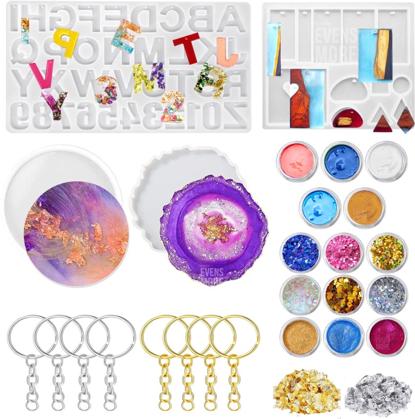 EVENS MORE Diy Resin Art Kit With Coaster Keychain Mould and colors - Diy  Resin Art Kit With Coaster Keychain Mould and colors . shop for EVENS MORE  products in India.
