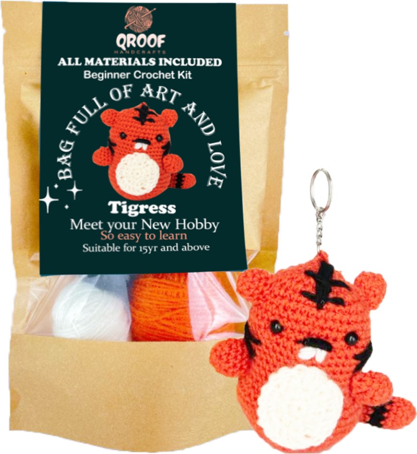 Qroof Beginner's DIY Crochet Kit- Tigress Include Beginner Yarn, Eyes,  Stuffing, - Beginner's DIY Crochet Kit- Tigress Include Beginner Yarn,  Eyes, Stuffing, . shop for Qroof products in India.