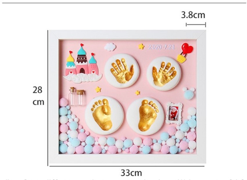 DIY Baby Handprint & Footprint with Wooden Photo Frame and Mould