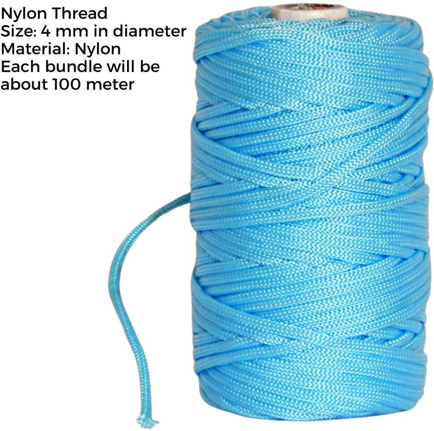 Ecofynd 4mm, 100 Meters Nylon Color Cord For Shoe Lace, Jewelry Making Blue