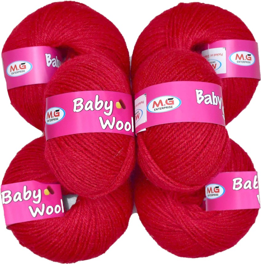 KNIT KING Knitting Wool Yarn, Soft Fancy Feather Wool Red 400