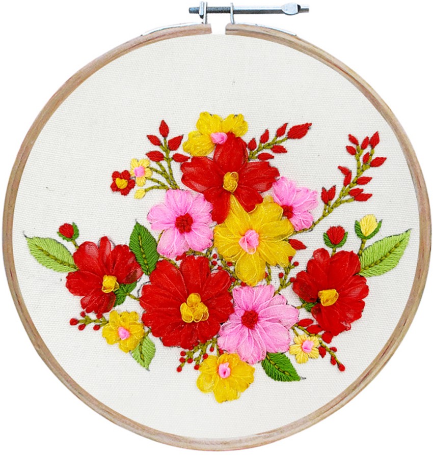 EmbroideryMaterial.com Embroidery Kit Flower Bukey Design Organza