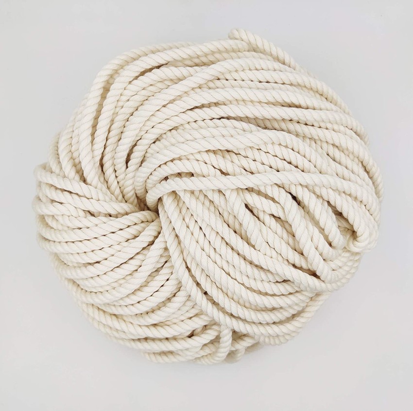Sui Dhagga Twisted Cotton Rope Macrame 25 Meter, 8mm Off White