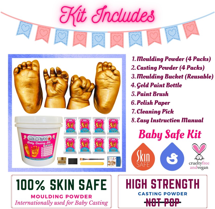 Dream Gifts Baby 2 Hands 3D Casting Kit (Moulding Powder 350 GMS, Casting  Powder 500 GMS, Yellow) - Baby 2 Hands 3D Casting Kit (Moulding Powder 350  GMS, Casting Powder 500 GMS