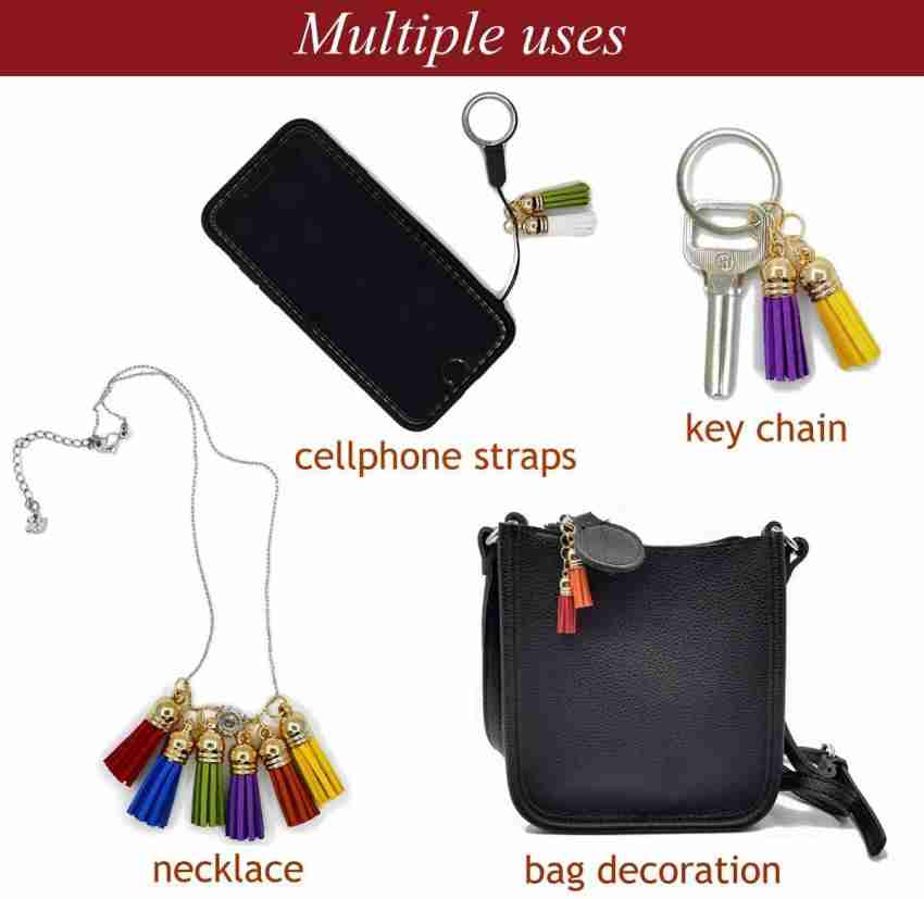 5 Sets Tassel Key Chain Making Kit DIY Suede Charms Gold Key Rings Keychains