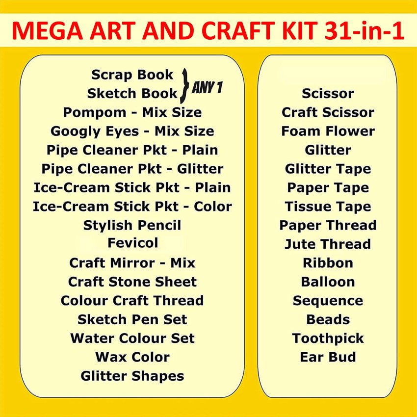 Craftwings Mega Art & Craft Kit, DIY Craft Kit for Girls & Boys, 35 Items in
