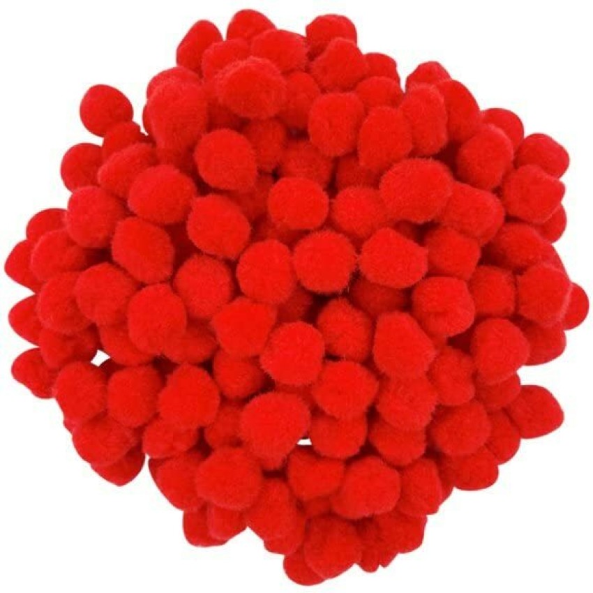 MOREL RED POM POM BALLS 20 MM USED IN JEWELLERY & TORAN MAKING, ART & CRAFT  PACK OF 50 - RED POM POM BALLS 20 MM USED IN JEWELLERY & TORAN MAKING
