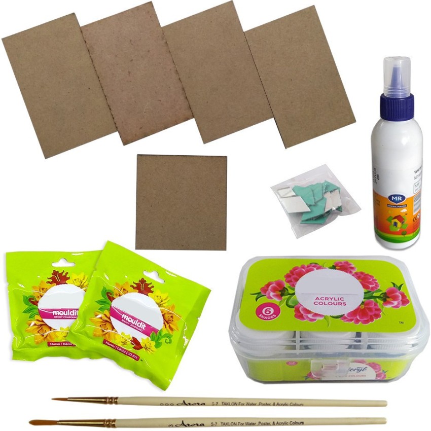 greencom Lippan Art DIY Kit MDF Round Board/Acrylic Color/Brush/  AirDryClay/Mirrors/Glue - Lippan Art DIY Kit MDF Round Board/Acrylic  Color/Brush/ AirDryClay/Mirrors/Glue . shop for greencom products in India.