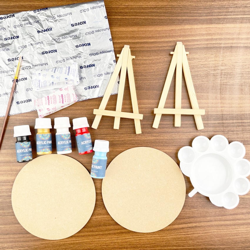 Qroof Lippan Art Material DIY Kit, A Kit with MDF Coaster Essal Stand  Acrylic Material Mirrors Art and Craft Kit : : Home & Kitchen