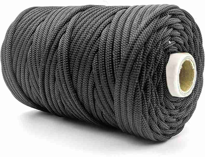 Bobbiny Braided/Knitted Nylon (3mm,100Mtr.) Macrame PP Knot Thread and  Beading Cord Rope Grey.