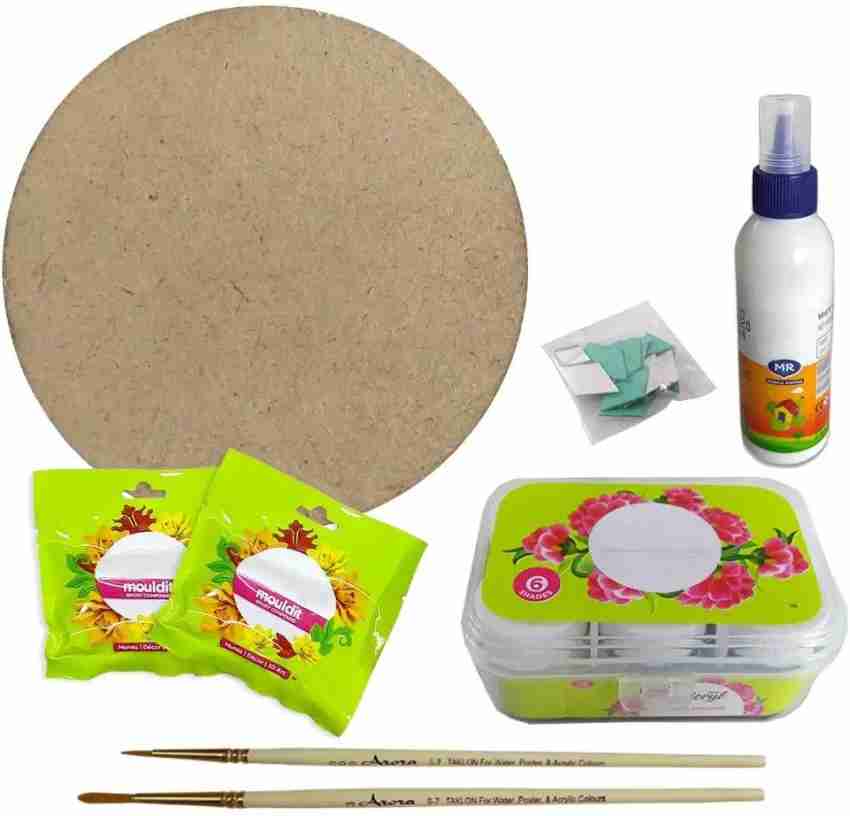 greencom Lippan Art DIY Kit MDF Round Board/Acrylic Color/Brush