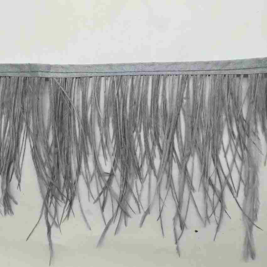 Calandis Ostrich Feather Dyed Fringe 1 Yard Trim Grey - Ostrich