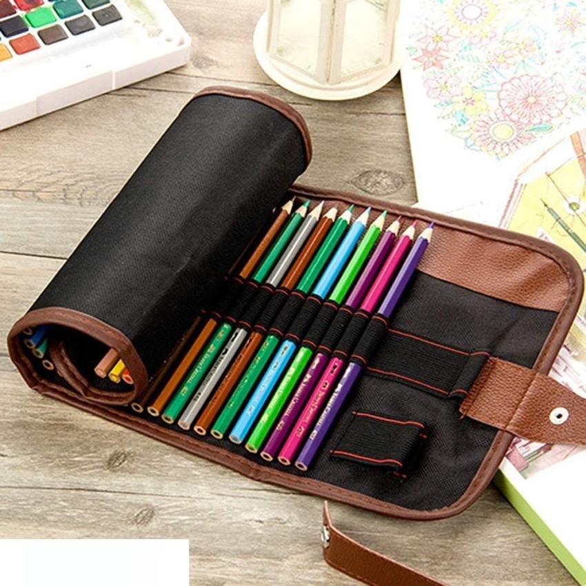 DEZIINE 48 Holes Canvas Wrap Roll Up Pencil and Pen Bag Holder - 48 Holes  Canvas Wrap Roll Up Pencil and Pen Bag Holder . shop for DEZIINE products  in India.