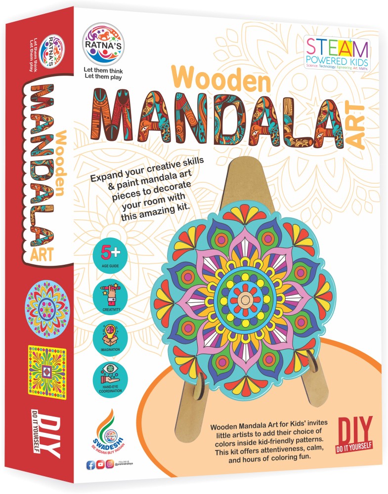 DIY Wooden Mandalas Paint Kit C, DIY Mandala Coaster Painting Kit