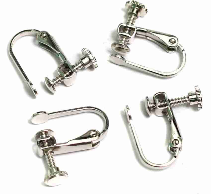 10 Clip On Screw Back Earrings With Loop & Ball Plated Brass Metal