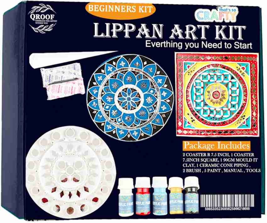 Qroof Lippan Art Material DIY Kit, A Kit with MDF Coaster Essal