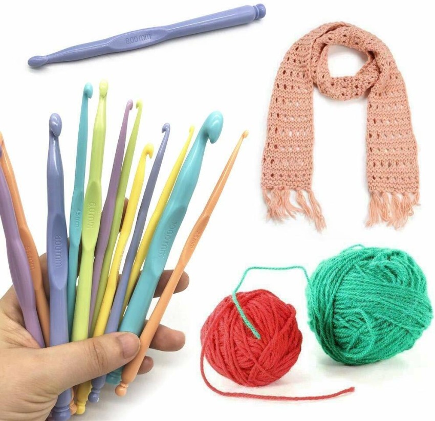 NEW 12pcs. Set Sizes Plastic Crochet Hooks Needles Hook 2.0mm to