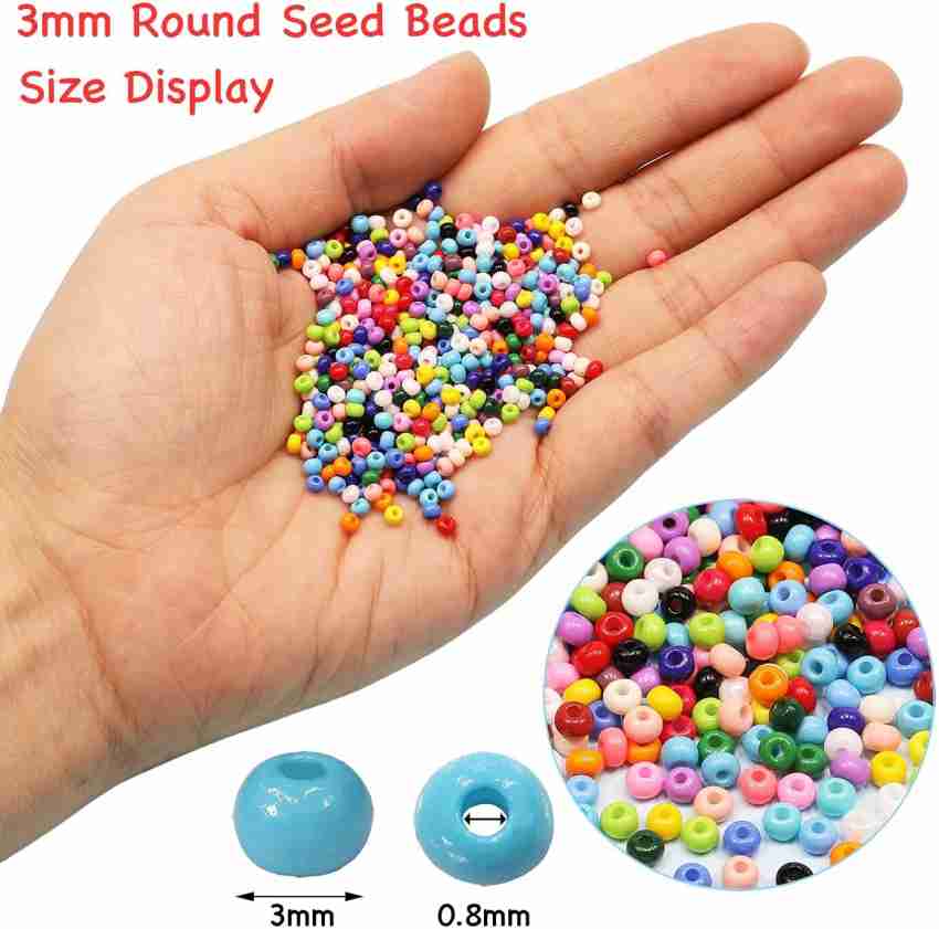 Beadsnfashion Glass Seed Beads DIY Kit with Thread, Needle and Findings,  Size 8/0 3mm