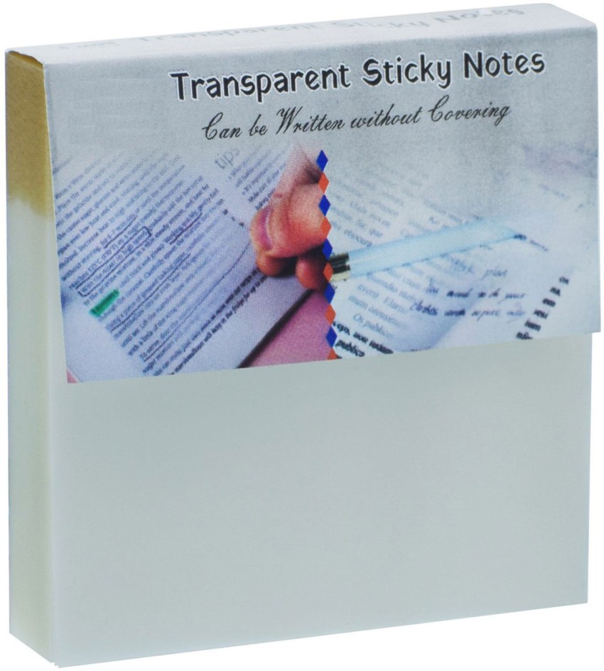 DEZIINE 100 pcs Transparent Sticky Notes Pad 3 x 3 Inch