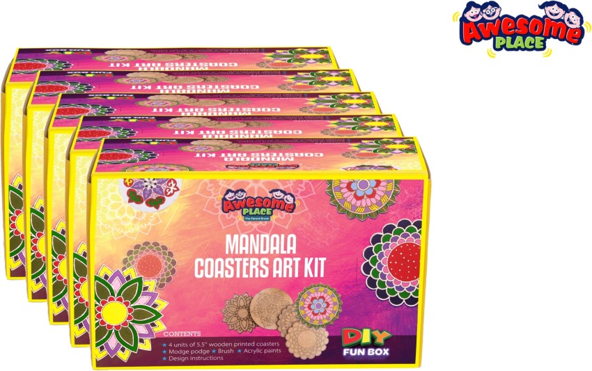 StepsToDo _ Wooden Dot Mandalas Paint 'Kit - F', DIY Mandala Coaster Painting  Kit, Mandala Art Kit with Tools & Acrylic Colours