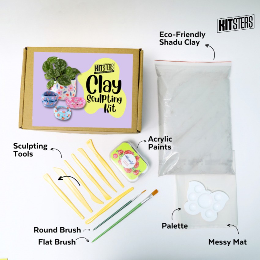 Kitsters DIY Clay Sculpting Kit with Video, Eco-friendly Clay and Create  Amazing Things! - DIY Clay Sculpting Kit with Video