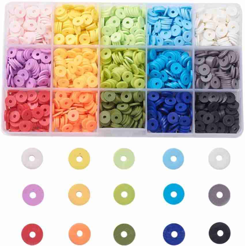 Gionlion 6000 Pcs Clay Beads for Bracelet Making, 24 Colors Flat Round Polymer C