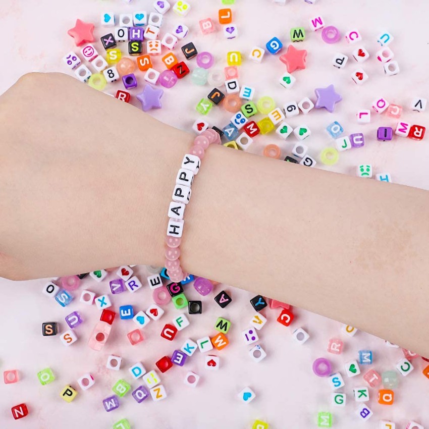 REGLET 650 Square Letter Beads & 65 Emojis for Craft Kit, Bracelet