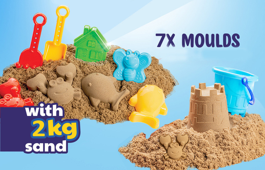 Appster 2kg Fun Sand with 7 Big Moulds for Kids Kinetic Sand