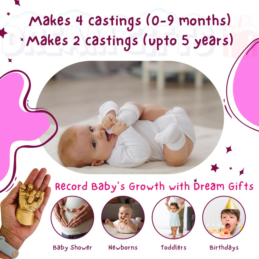 Newborn Baby Casting Kit 3D Plaster Infant Hand & Footprint Shower