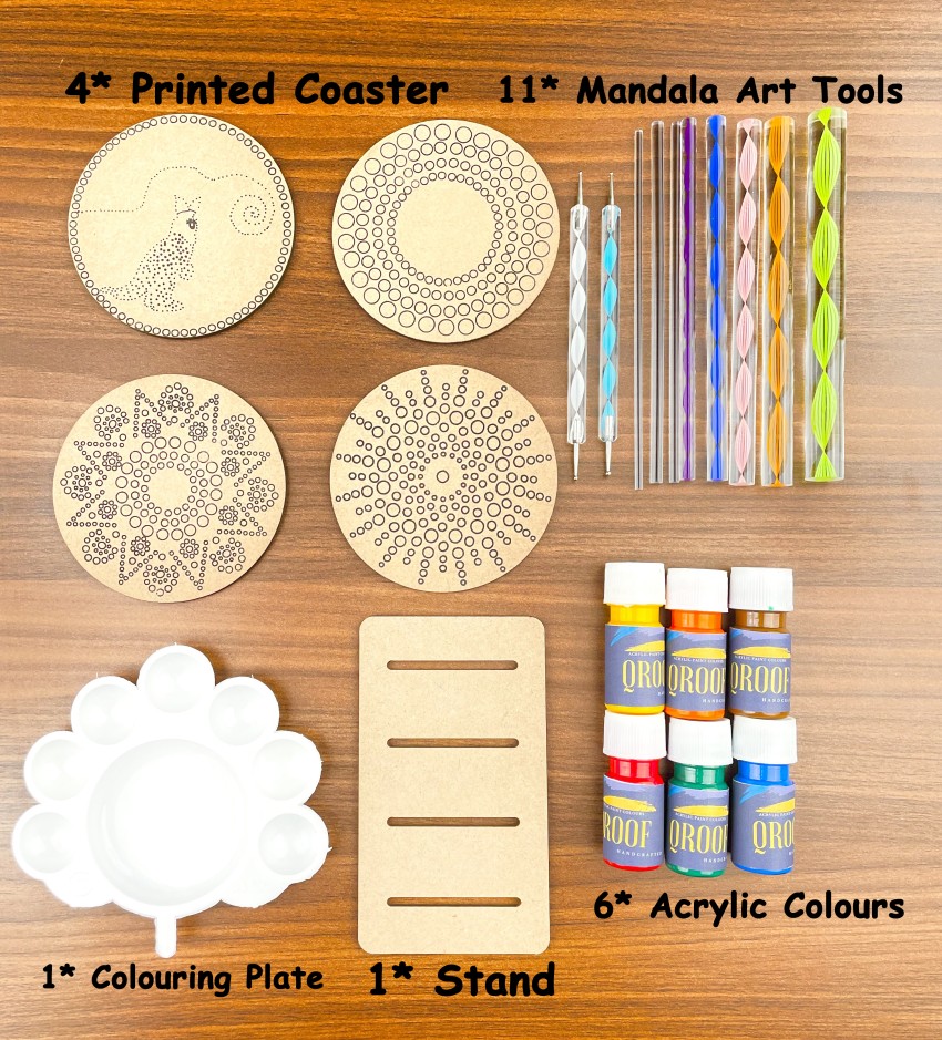 Mandala Art Kit Coasters with Stand-Craft Kit with Dot Mandala Art