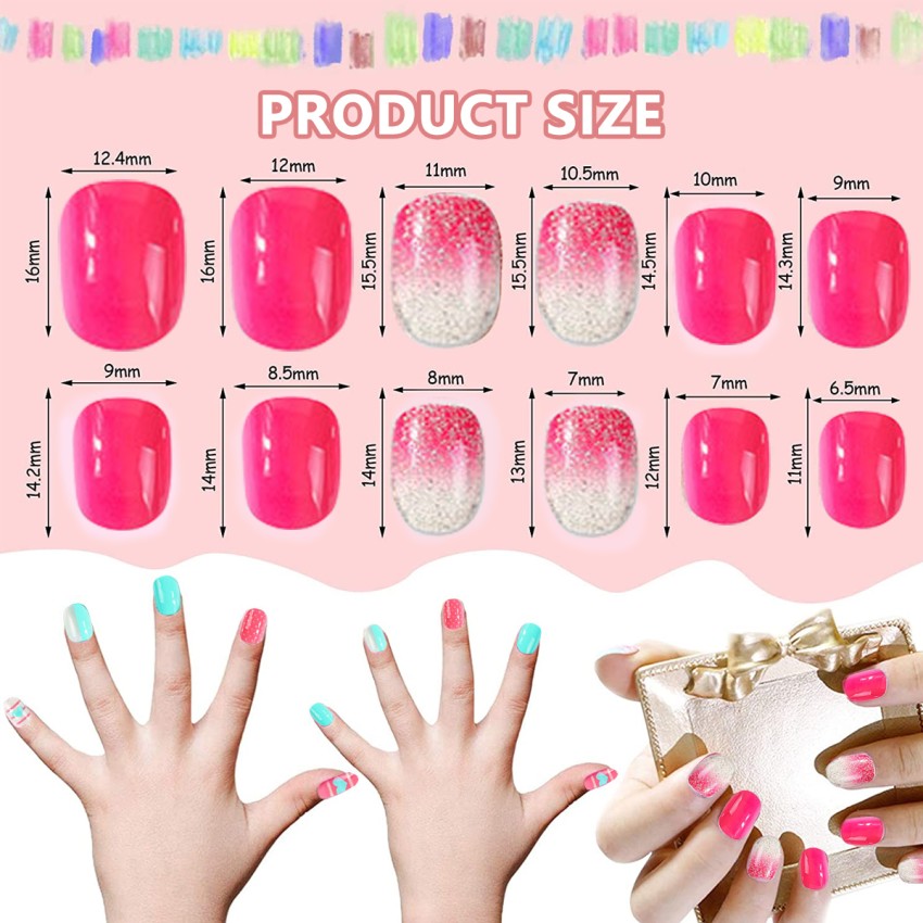 600 Pieces Children False Nails Natural Acrylic Nail Tips for Kids Little  Girls Short Full Cover Fake Nails Artificial Fingernail Decoration 10 Sizes