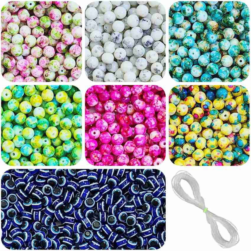 REGLET 25 Evil Eye Beads 210 Marble Glass Beads for Bracelet