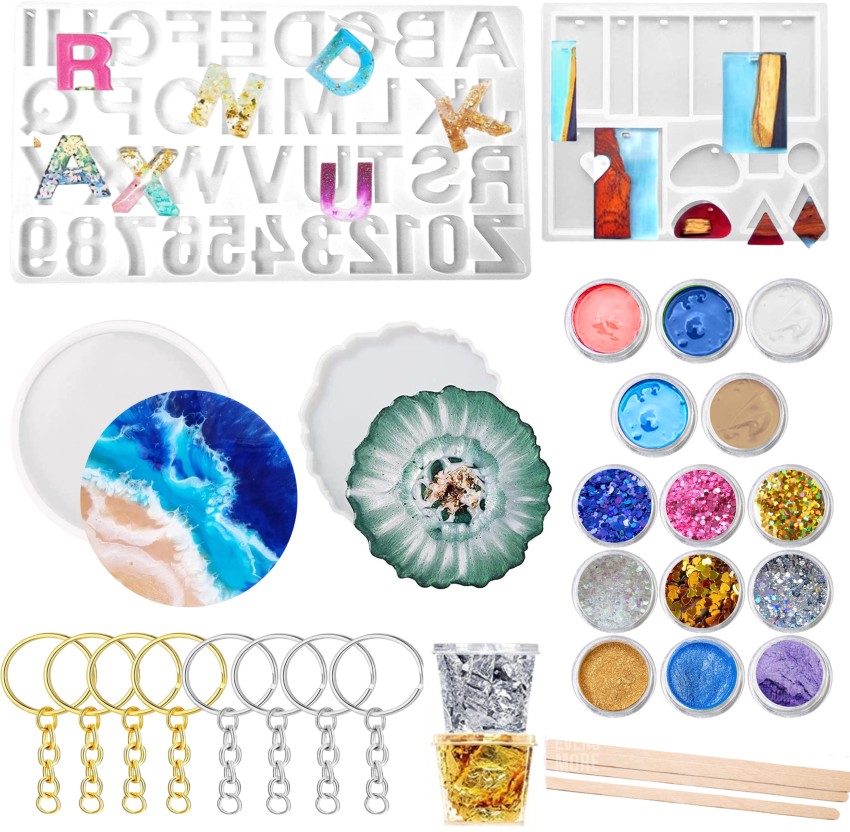 Craftinger Diy Resin Art Kit With Coaster Keychain Mould and colors